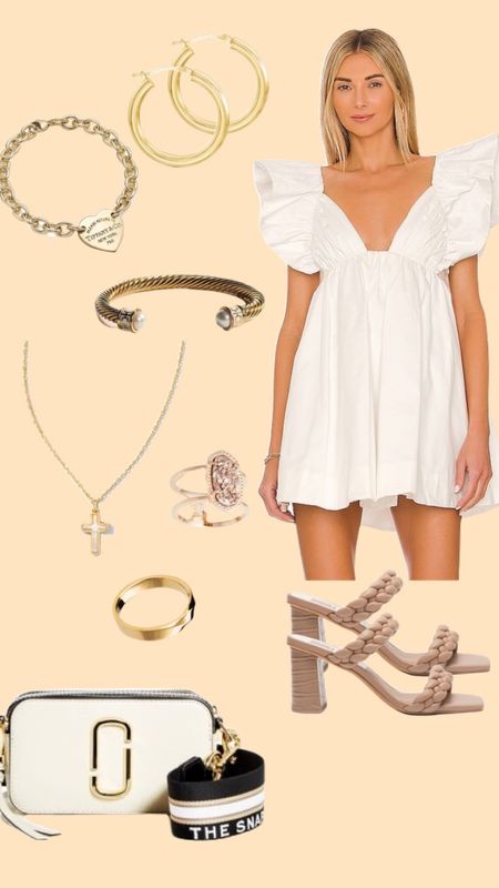 Cute dress inspo!! Cute for the summer time ✨
•Mini dress , jewelry, shoes, purse 
#dress #summerdress #outfitidea