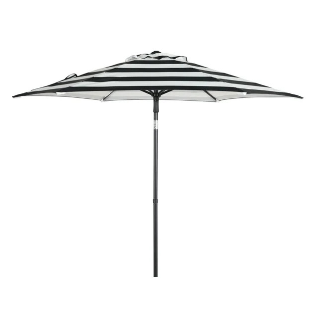 Mainstays 7.5 Foot Push-Up Round Market Umbrella Black & White Cabana Stripe - Walmart.com | Walmart (US)