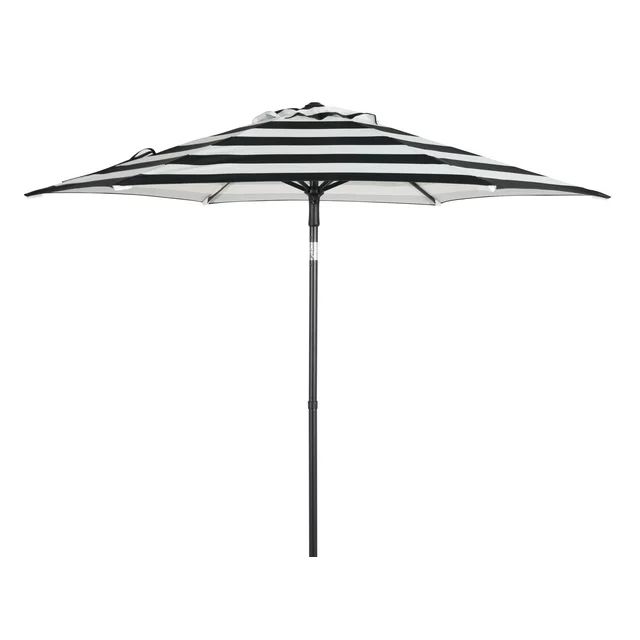 Mainstays 7.5 Foot Push-Up Round Market Umbrella Black & White Cabana Stripe | Walmart (US)