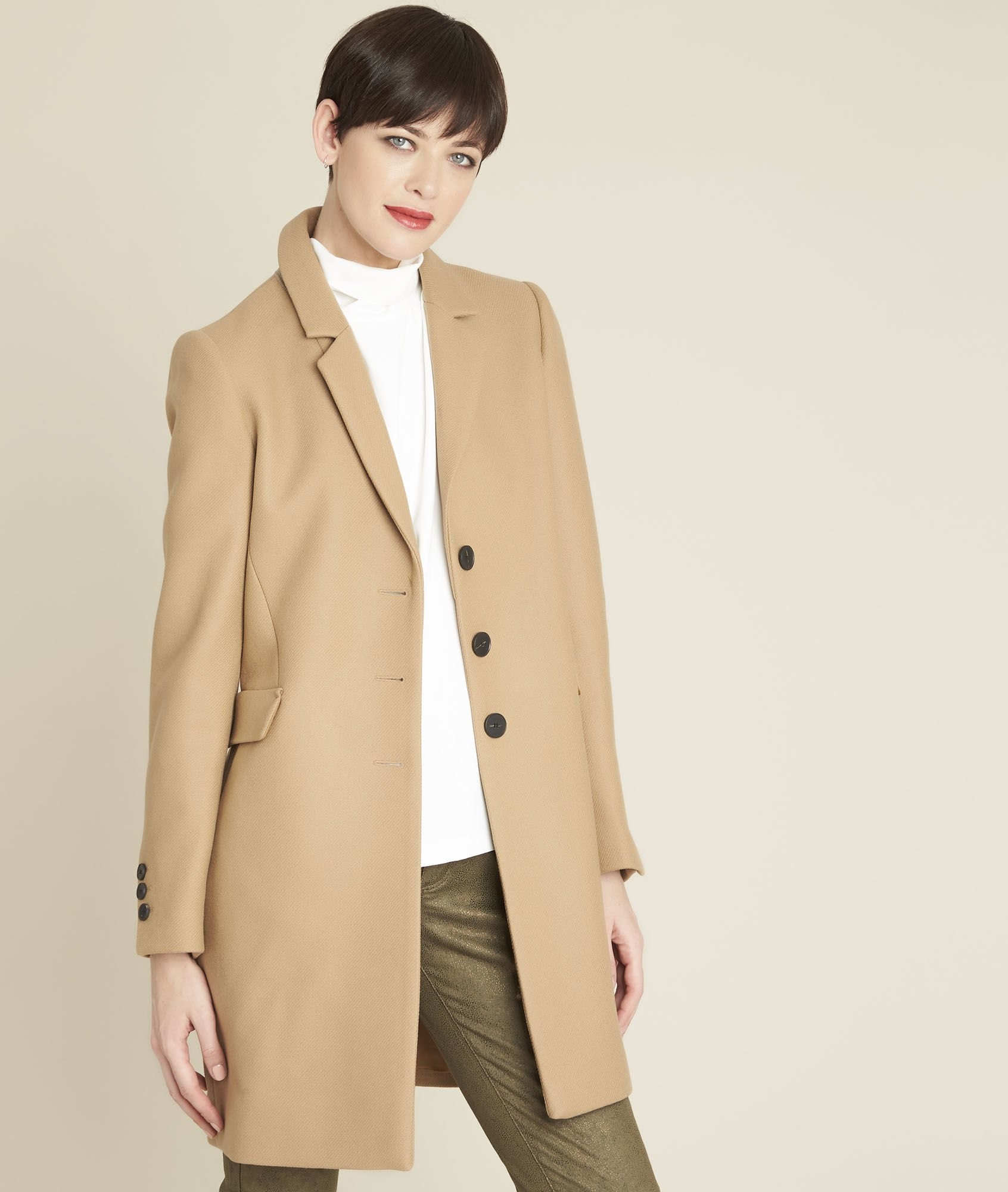 Manteau beige en laine mélangée plume - Manteaux | 1.2.3