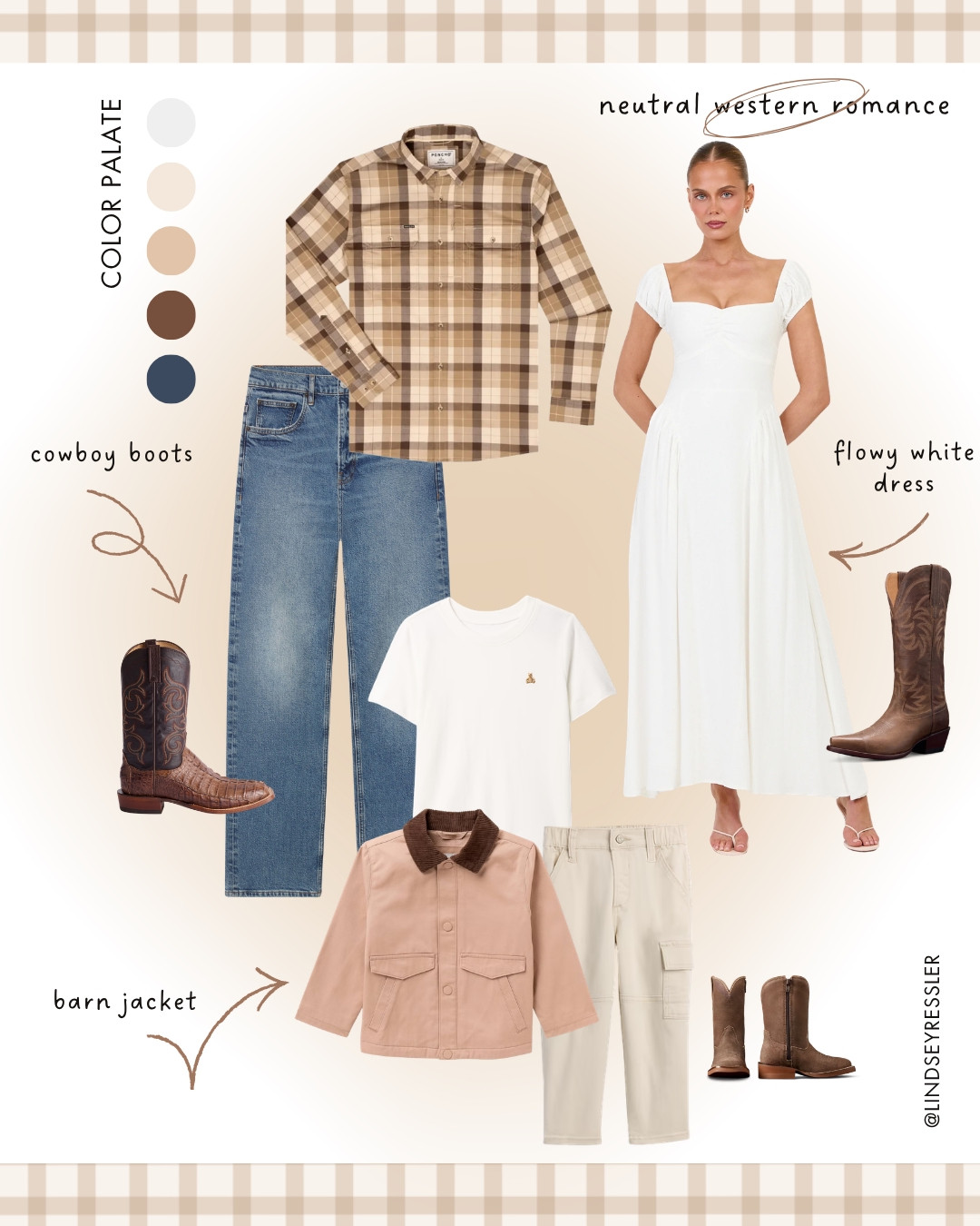 Fall family photo outfits that actually look good together 🤎📸

If you’re planning family photos this fall, save this one! 🍂 I’m loving the neutral western look this year — warm browns, creamy whites, denim, and just the right amount of western-inspired details. 🤠

The goal: coordinated, not matchy-matchy ✨ Think textures, earthy tones + a mix of casual and elevated pieces so everyone looks pulled together without looking overly styled.

🤎 Neutral fall color palette
👖 Denim + western boots
🤍 Flowy white dress
🍂 Easy layers for the whole family
📸 Perfect for fall family photos

Save this for your fall photo outfit inspo + shop the looks on LTK! 

 #LTKStyle #LTKFamily #LTKFindsUnder100 #FallFamilyPhotos #FamilyPhotoOutfits #FallOutfitIdeas #FamilyPictureOutfits #FallFamilyPictures #WesternStyle #NeutralStyle #WesternFashion #FamilyPhotoInspiration #FallStyle #FallFashion #OutfitInspo #FamilyOutfitIdeas #LTKmomlife #LTKSeasonal #LTKKids