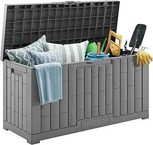 EAST OAK Outdoor Storage Box, 60 Gallon Deck Box Indoor and Outdoor Use, Waterproof Resin Storage... | Amazon (US)