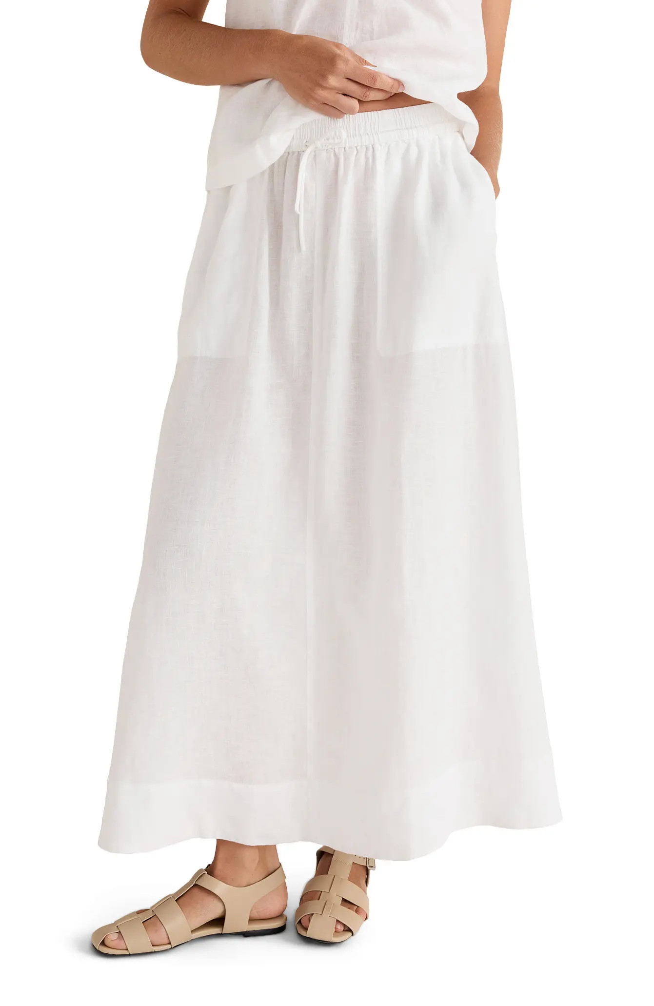Haven Well Within Linen Drawstring Midi Skirt (Women) | Nordstrom | Nordstrom