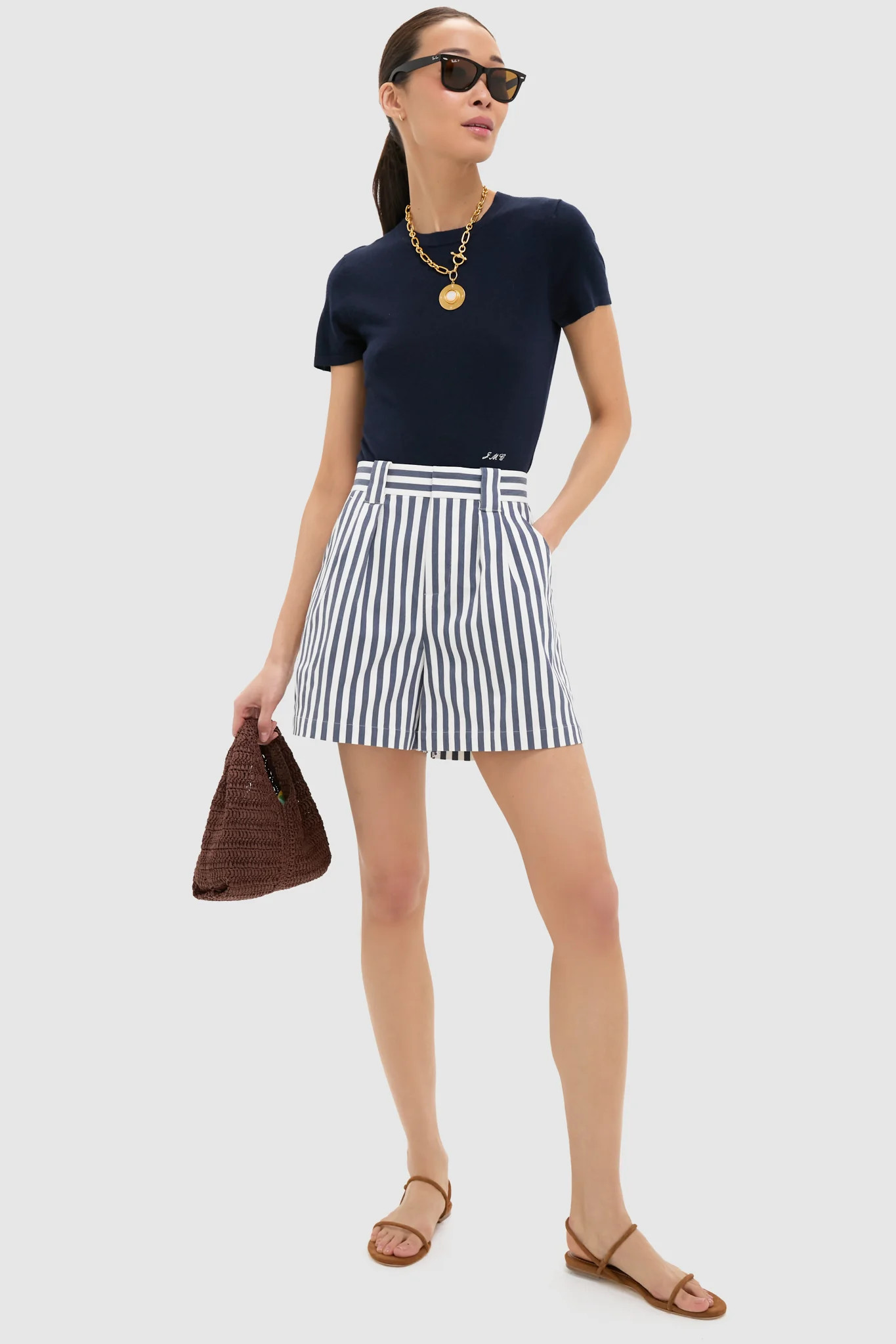 Navy and White Stripe Briggs Safari Short | Tuckernuck (US)