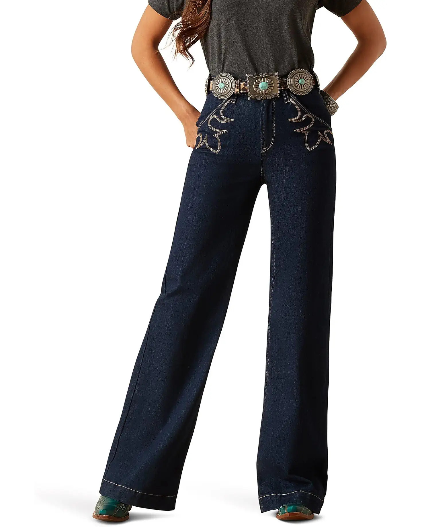 Women's Ariat Ultra High-Rise Western Wide in Rinse | Zappos