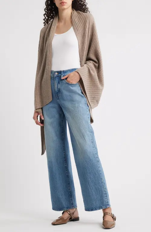 Nordstrom Rib Cashmere Travel Wrap in Tan Portabella at Nordstrom | Nordstrom