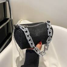 Rhinestone Decor Bucket Bag Mini Black For Party | SHEIN