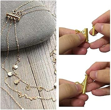 Layered Necklace Spacer Clasp, 3 Strands Necklaces Slide Magnetic Tube Lock with Lobster Clasps, ... | Amazon (US)