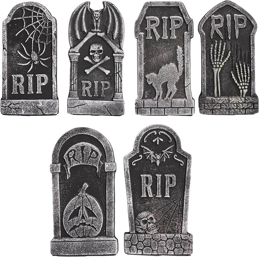 Hourleey Halloween Foam RIP Tombstones, 6 Pack 15" Graveyard Headstone Decorations Outdoor for Ha... | Amazon (US)
