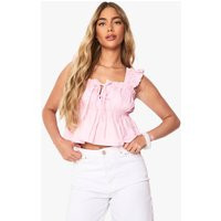 Womens Woven Frill Peplum Top - Pink - 10 | boohoo (US & Canada)