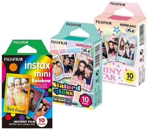 Fujifilm Instax Mini Film Rainbow - Staind Glass - Shiny Star Film -10 Sheets X 3 Assort (Taketor... | Amazon (US)