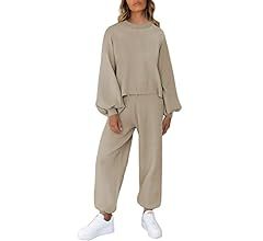 Viottiset Women's 2 Piece Outfits Sweatsuit Casual Knit Pullover Sweater Pajamas Lounge Set | Amazon (US)