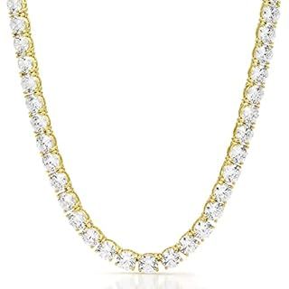 Amazon Collection Platinum or Gold Plated Sterling Silver Tennis Necklace with Round | Amazon (US)