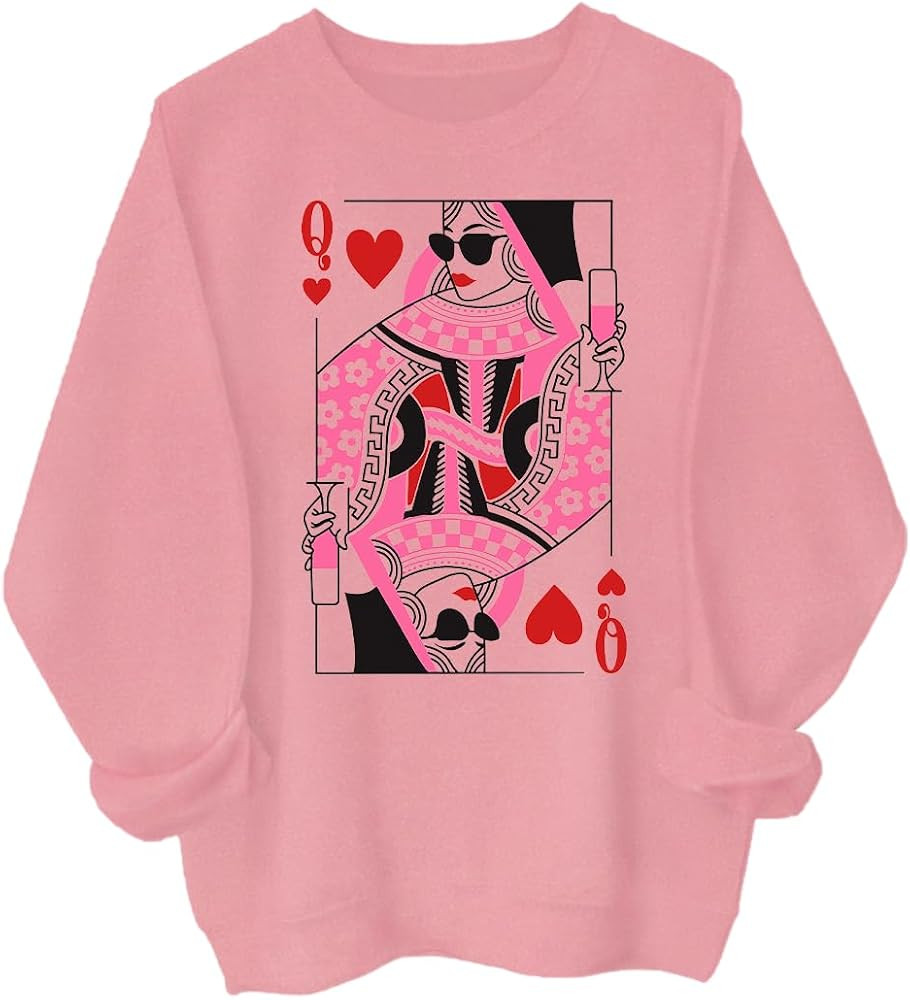 Heart Queen Sweatshirt Women Heart Queen Cool Sweatshirt Long Sleeve | Amazon (US)
