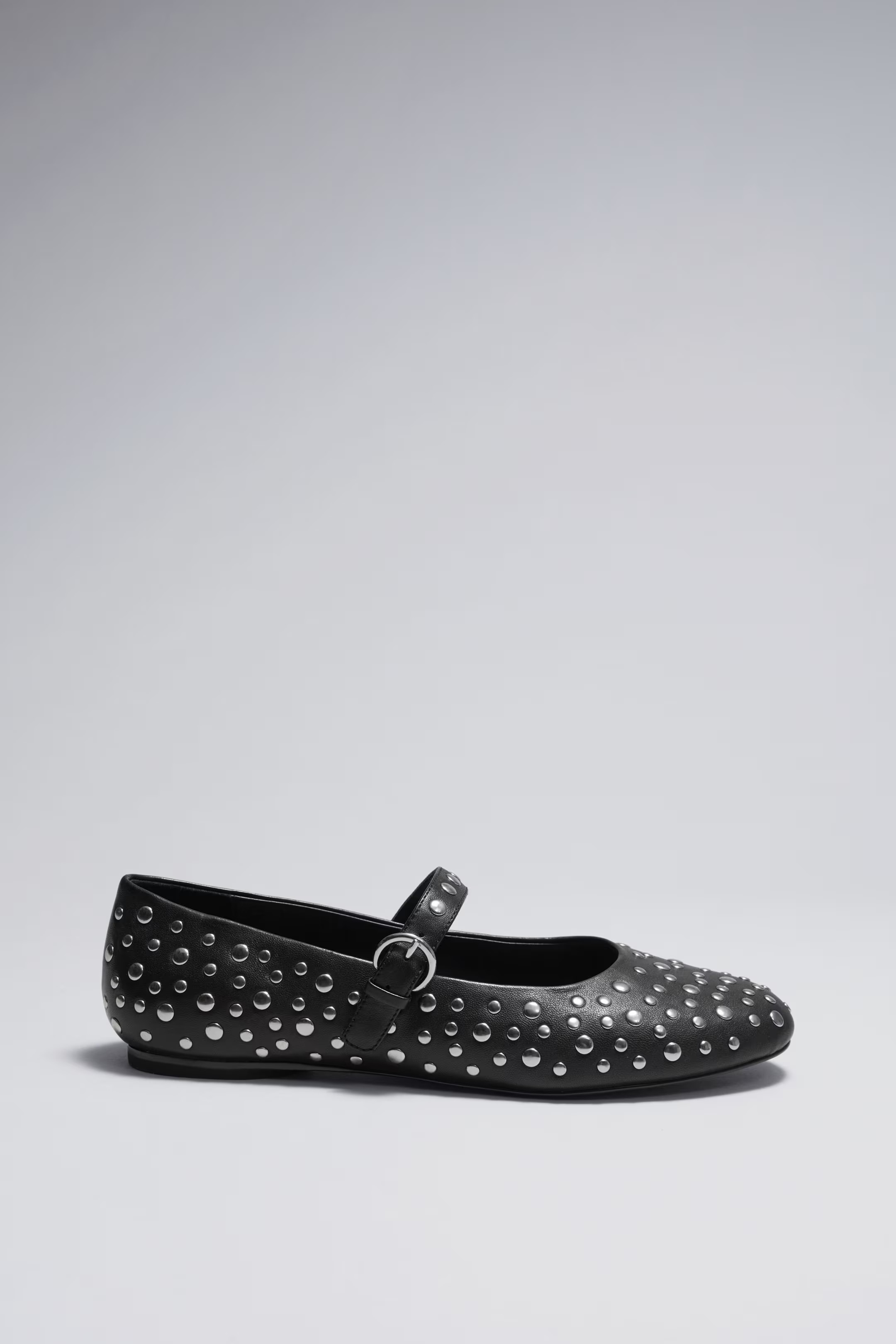 Studded Leather Ballet Flats - Black - Ladies | H&M GB | H&M (UK, MY, IN, SG, PH, TW, HK)