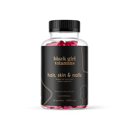 Black Girl Vitamins - Hair, Skin, and Nails Gummies with Biotin (6000 mcg), Zinc, Gelatin Free, Vitamin A, and Vitamin E - Gluten-Free. Made in The USA (Passion Fruit, 60 Count) 30 Day Supply | Amazon (US)