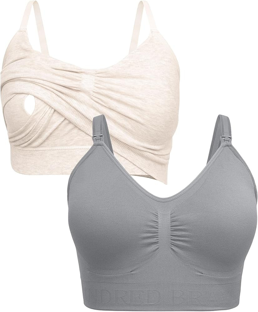 Kindred Bravely Sleep Pumping Bra & Sublime Nursing Bra Bundle (Oatmeal Heather & Grey, Medium) | Amazon (US)