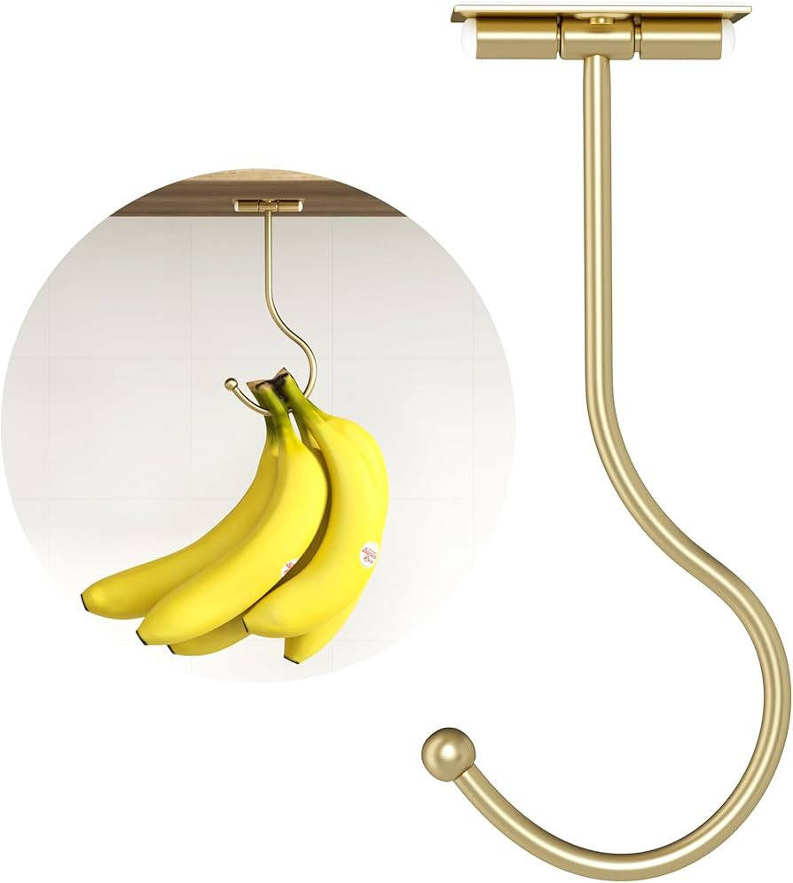 Gold Banana Hook Foldable - Under Counter Banana Hanger, Under Cabinet Banana Holder Self-Adhesiv... | Amazon (US)
