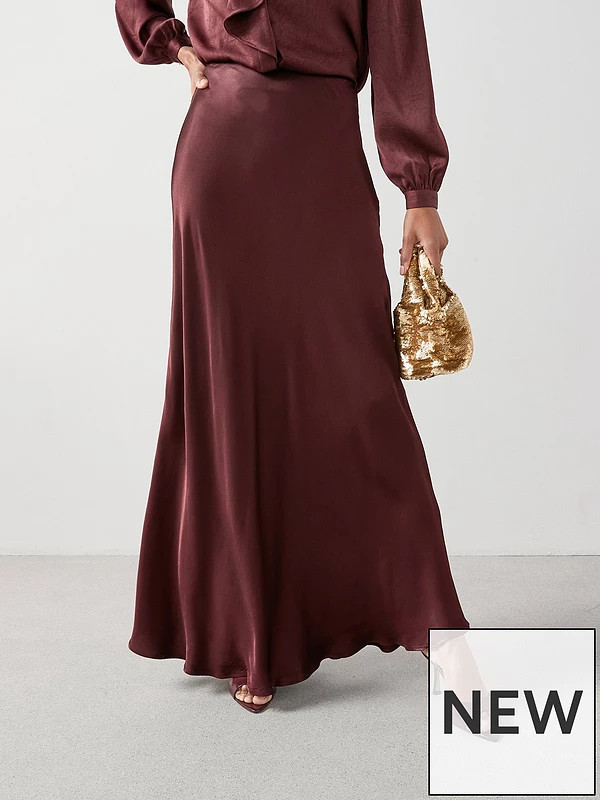 The Very Collection Satin Bias Cut Maxi Skirt - Red | Very (UK)