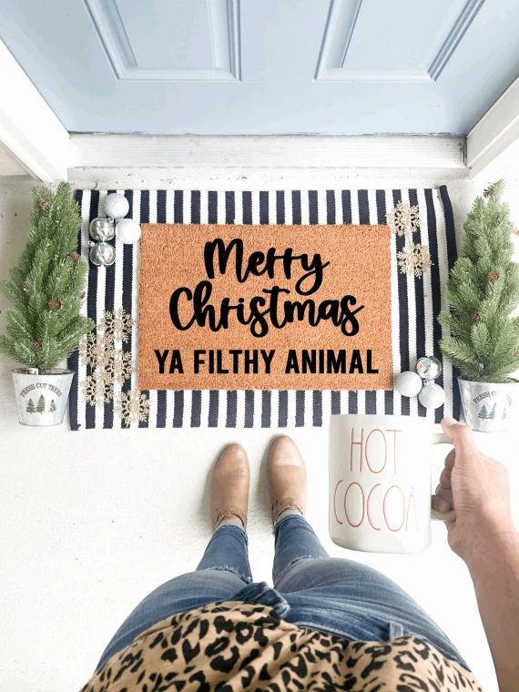 Merry Christmas Ya Filthy Animal  Doormat Christmas | Etsy | Etsy (US)