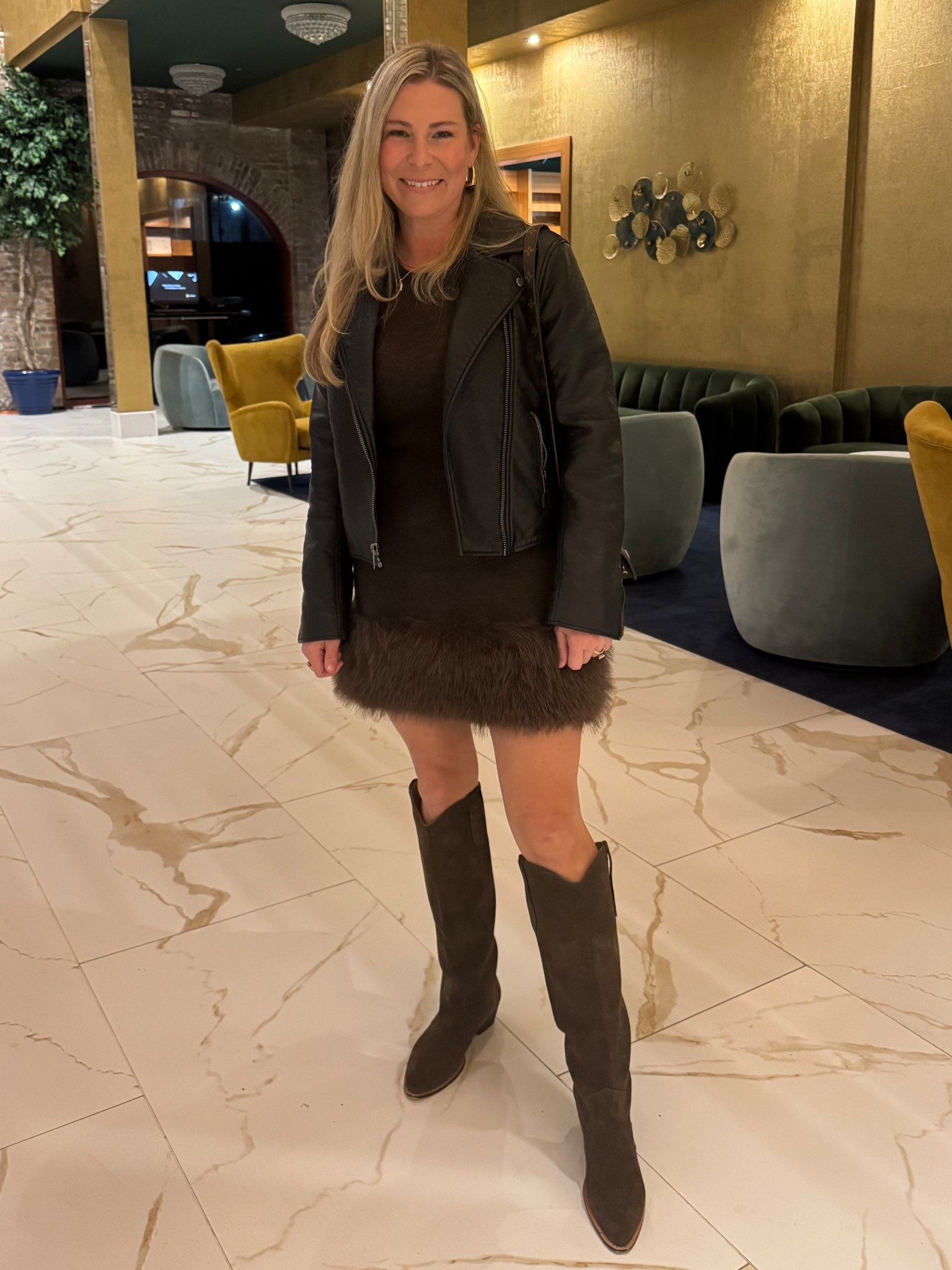 Faux fur brown dress: medium
Jacket: large
Boots: true to size 


Amazon, Zara, Abercrombie, boots, fur, leather. 

#LTKSaleAlert #LTKTravel #LTKHoliday