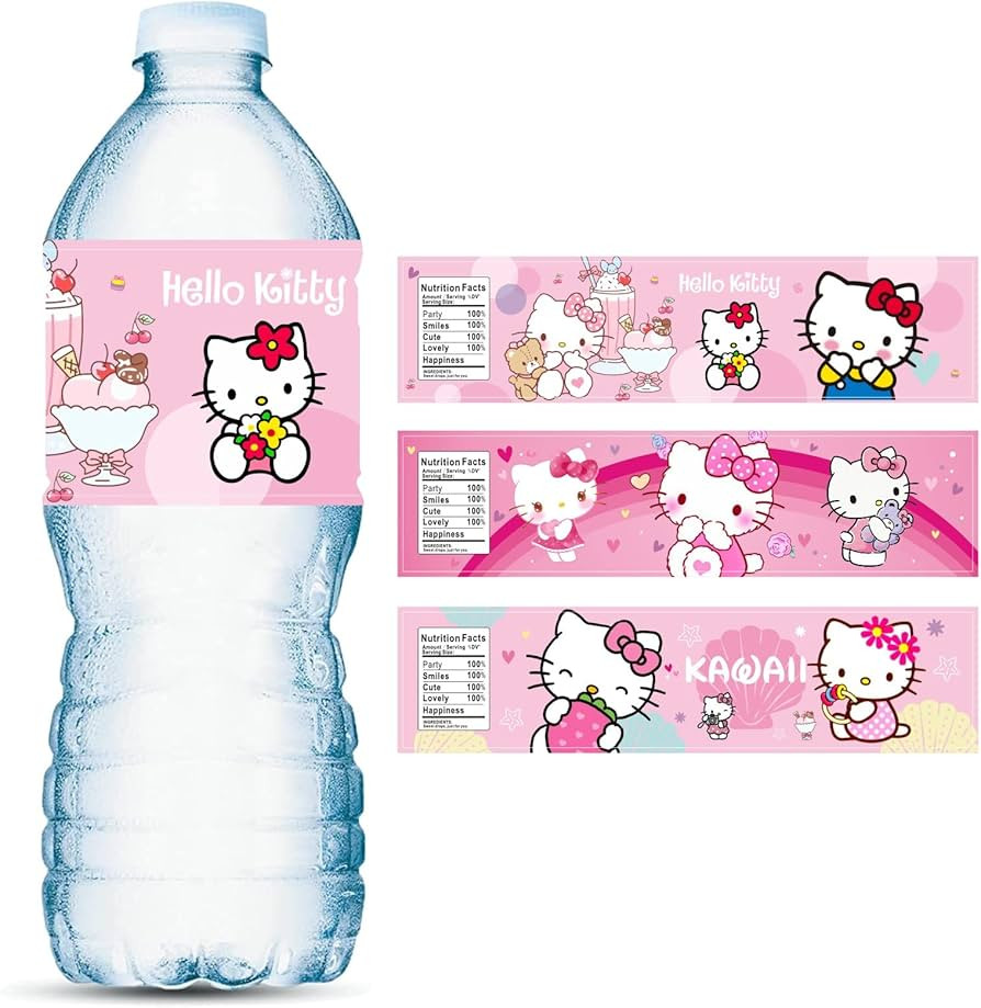 24PCS Water Bottle Labels Stickers for Kitty Birthday Party Supplies Party Favors for Kids Birthd... | Amazon (US)