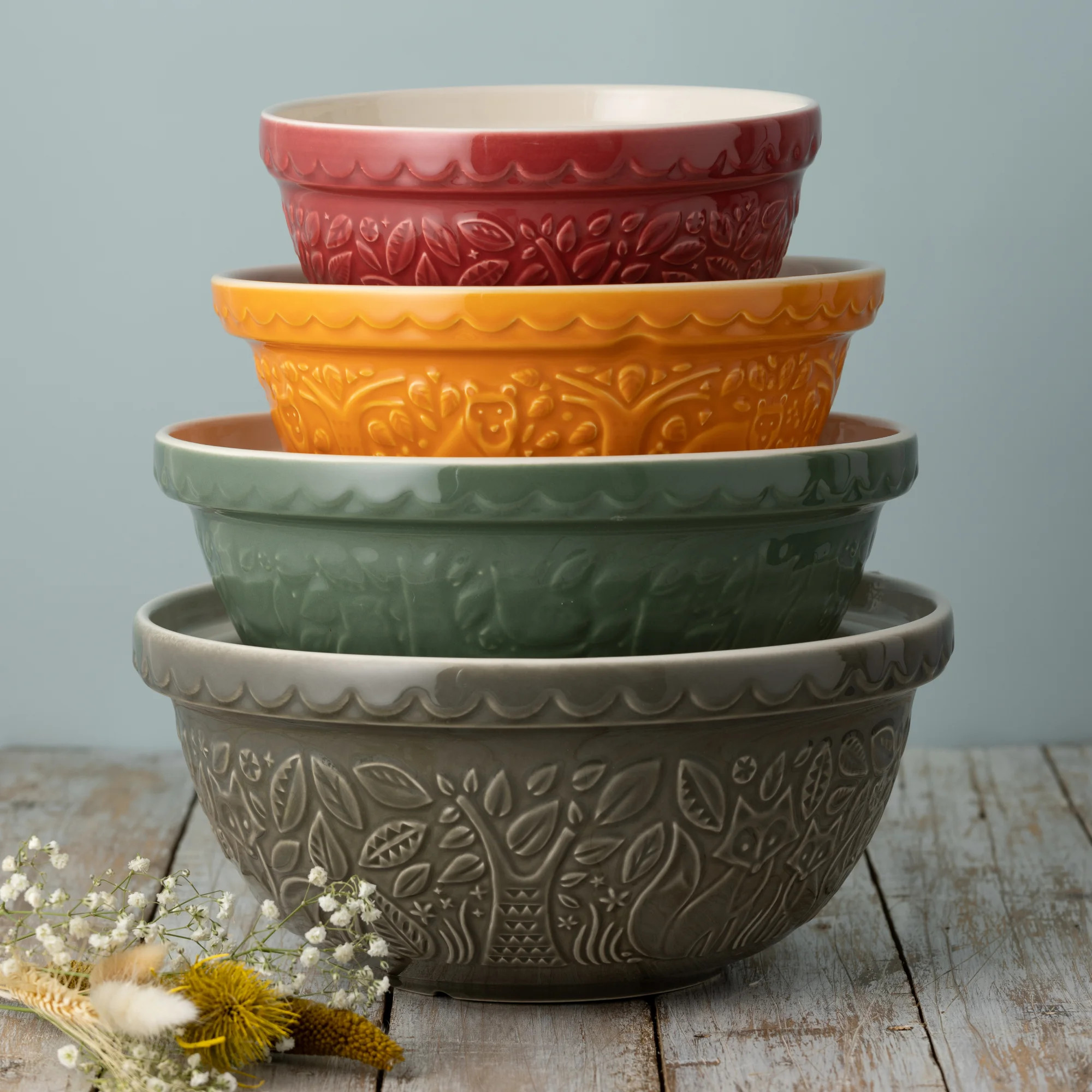 In the Forest 4 Piece Earthenware Mixing Bowl Set | Wayfair North America