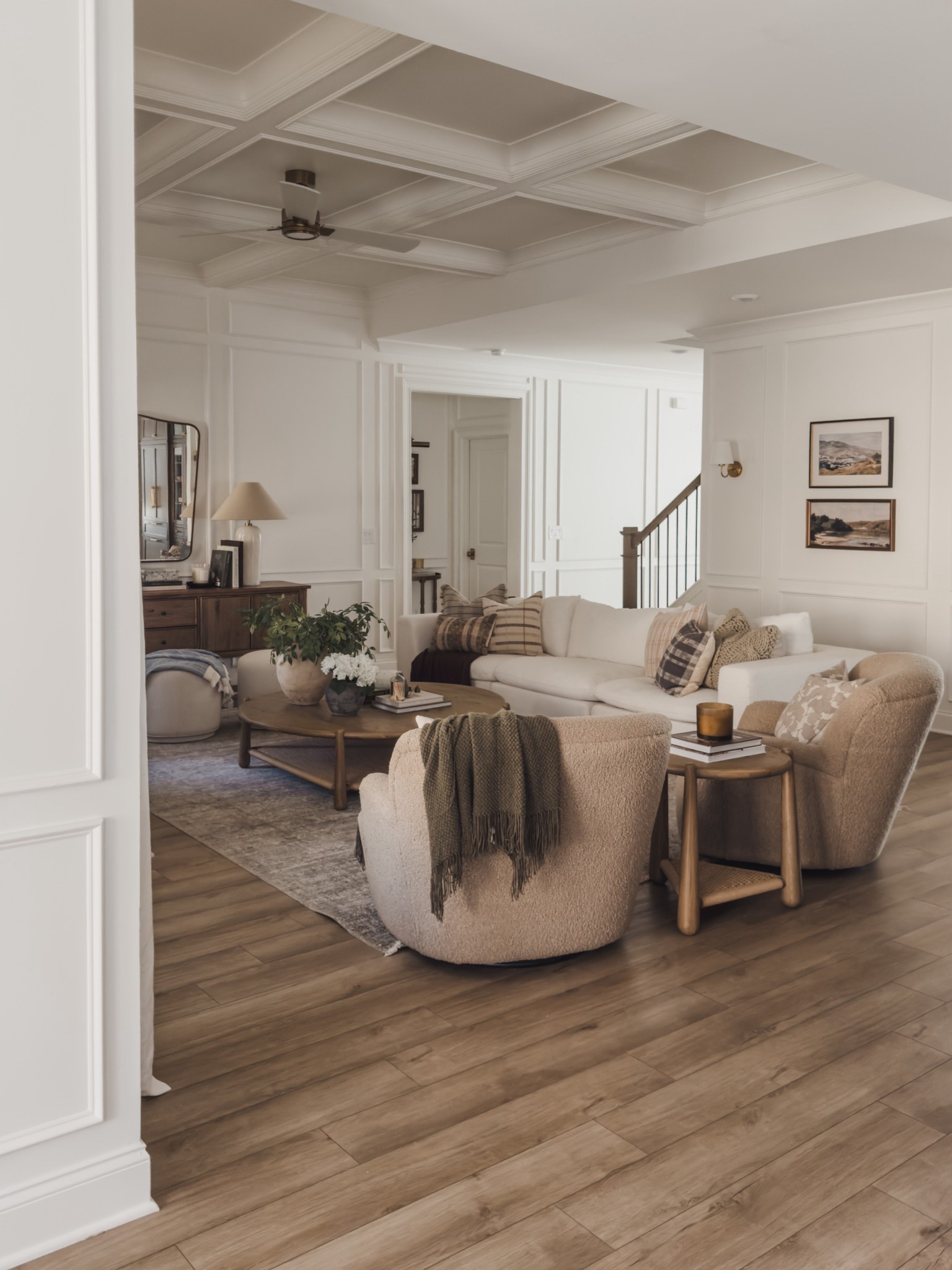 Cozy, collected living room details. When creating an open concept space, I chose to add in timeless and layered pieces that flow through each space. While I believe in quality finds, I also found the best look for less finds that will last through each season. 

Home finds, neutral home inspo, collected style, spring refresh, timeless home views, neutral wood tones, furniture favorites, cozy throw pillow, neutral area rug, round coffee table, sideboard detial, table lamp, ceiling fan, brass detail, accent table, Pottery Barn style, Four Hands, Visual Comfort, Target style, Wayfair, Loloi, Amber Lewis, Target style, shop the look!

#LTKSeasonal #LTKHome