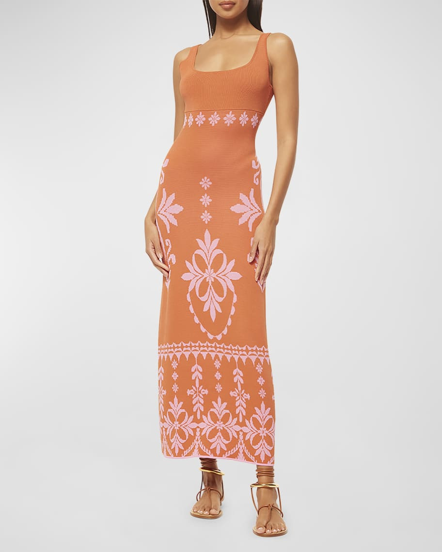 Kalil Floral Knit Sleeveless Maxi Sheath Dress | Neiman Marcus