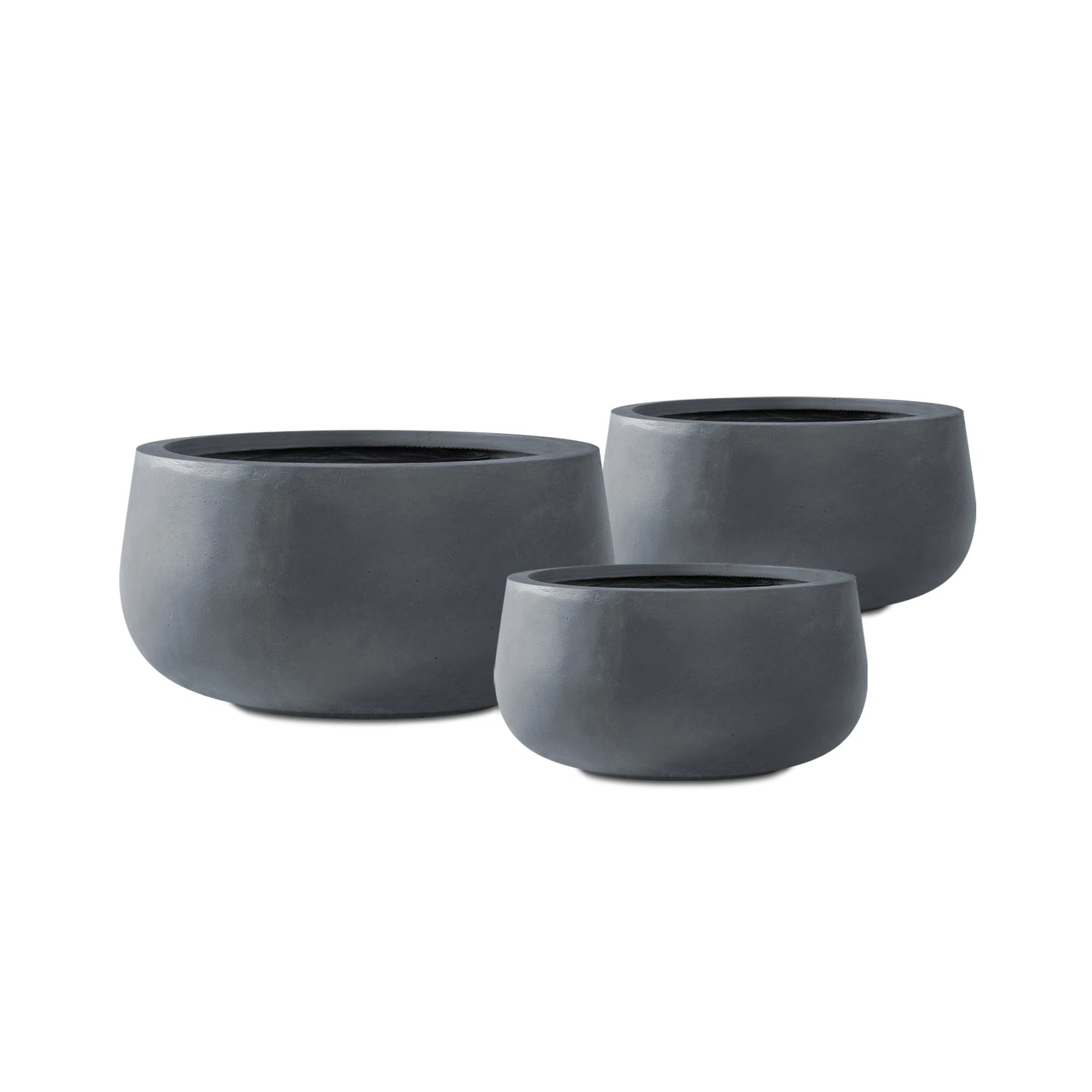 Tali 3 Piece 19.6", 15.7", and 11.8"W Round Concrete Elegant Planters, Outdoor Indoor Modern Plan... | Wayfair North America
