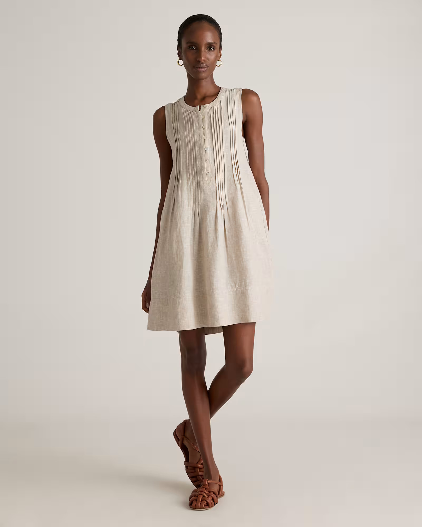 100% European Linen Sleeveless Swing Dress | Quince