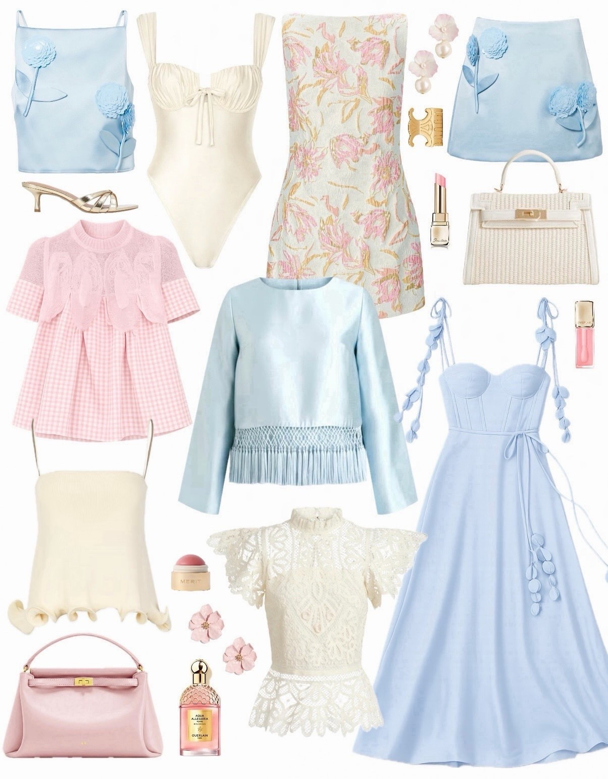 Spring dresses, spring outfit new arrivals feminine style classic timeless beach vacation Zimmerman look for less dress pink blue ivory tops bridal shower outfits baby shower 