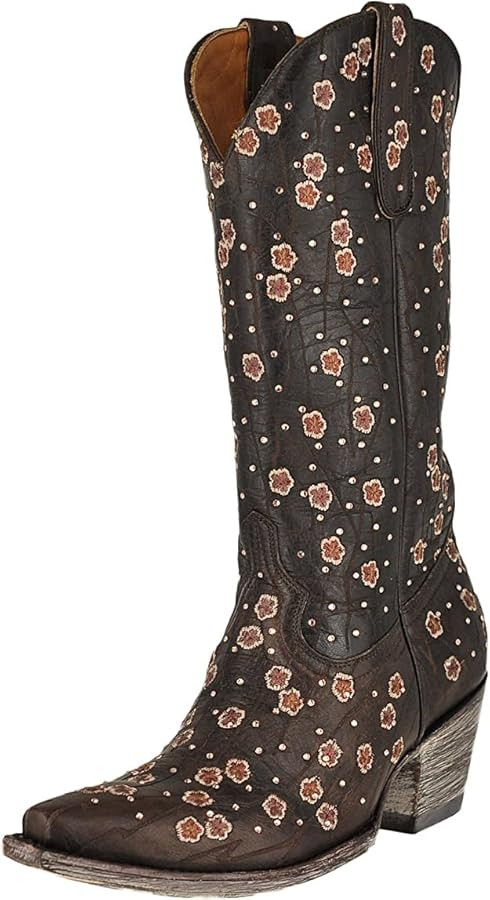 Old Gringo L2463-3 Chocolate Byroni 13" Shaft Floral Crystal Boots (6.5) | Amazon (US)