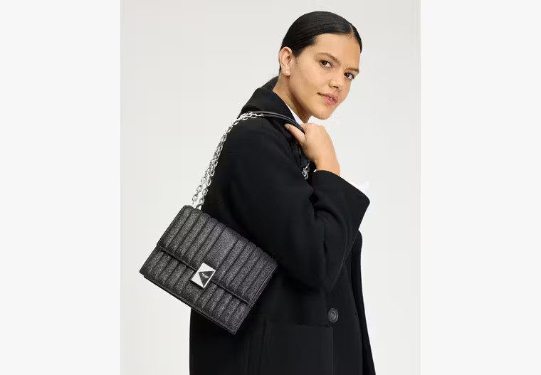 Deco Quilted Glitter Suede Chain Shoulder Bag | Kate Spade (US)