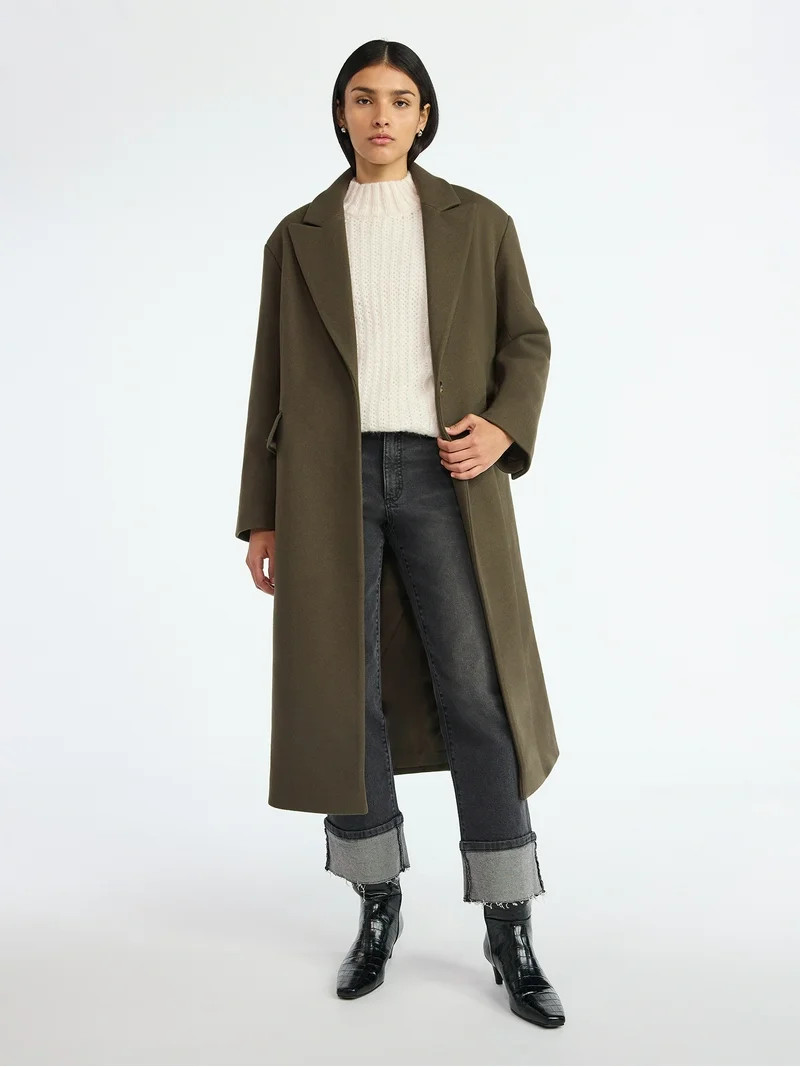 Scoop Women's and Women's Plus Oversized Faux Wool Coat, Heavyweight, Sizes XS-4X | Walmart (US)