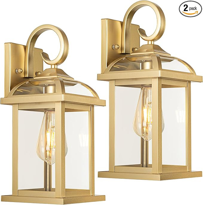 Gold Outdoor Wall Lights 15 Inch Exterior Porch Wall Lanterns | Amazon (US)