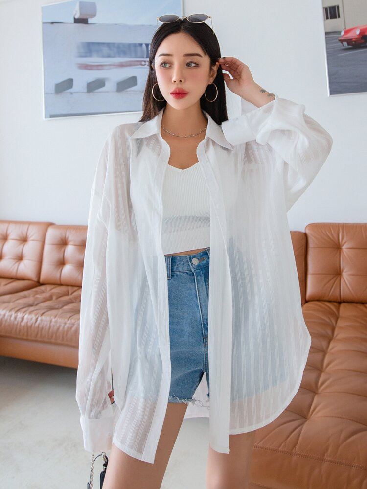 DAZY Drop Shoulder Blouse Without Camisole | SHEIN