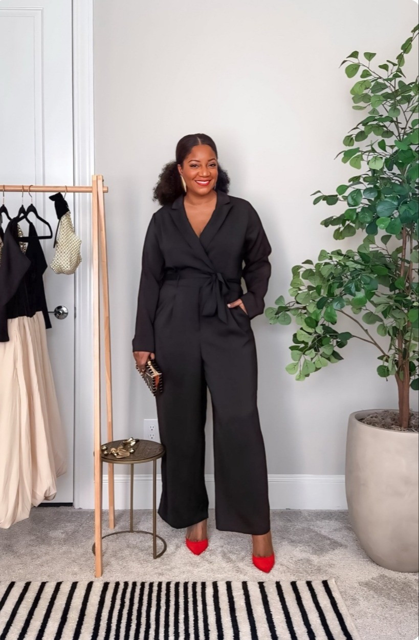 Holiday outfit idea! Exact jumpsuit is out of stock, so I linked similar ones.

black jumpsuit with sleeves / long sleeve jumpsuit / tie waist jumpsuit / wide leg jumpsuit / chic all black outfit / holiday party outfit / winter outfit ideas / dressy jumpsuit outfit / sleeves outfit / elevated basics / red heels outfit / classic black outfit / effortless chic outfit / NYE outfit

#LTKMidsize #LTKSeasonal #LTKHoliday