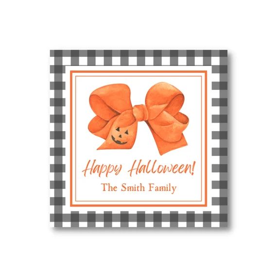 Pumpkin Bow Halloween Gift Tags  Custom Digital Printable  - Etsy | Etsy (US)