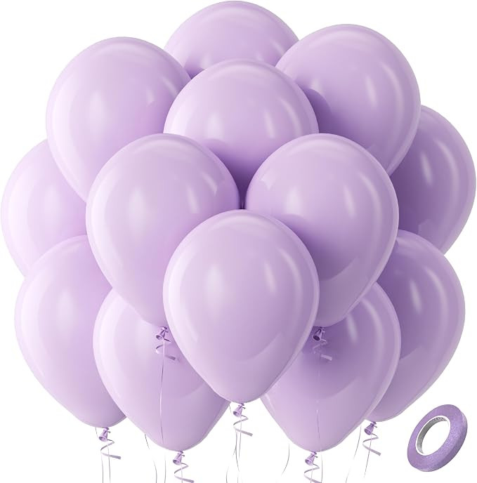 Bezente Pastel Purple Latex Party Balloons - 100 Pack 12 inch Round Helium Lavender Light Purple ... | Amazon (US)