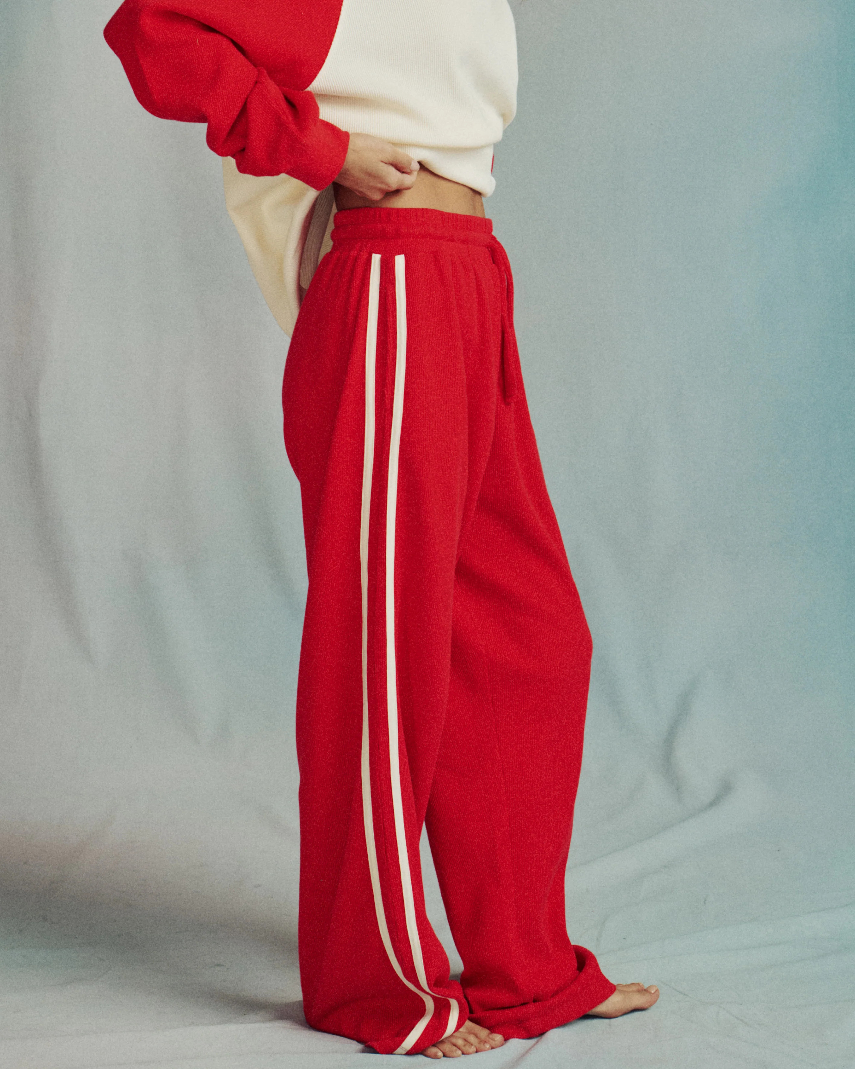 Thermal Resort Pants with Stripes - Heart + Cream | Daily Drills LLC