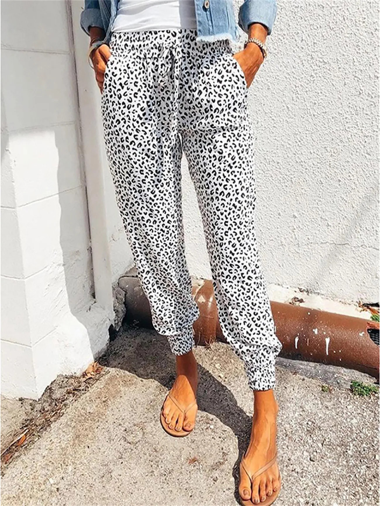 Leopard Print Fitted Bottom Joggers, Casual Drawstring Pants For Spring & Summer, Women's Clothin... | Temu Affiliate Program