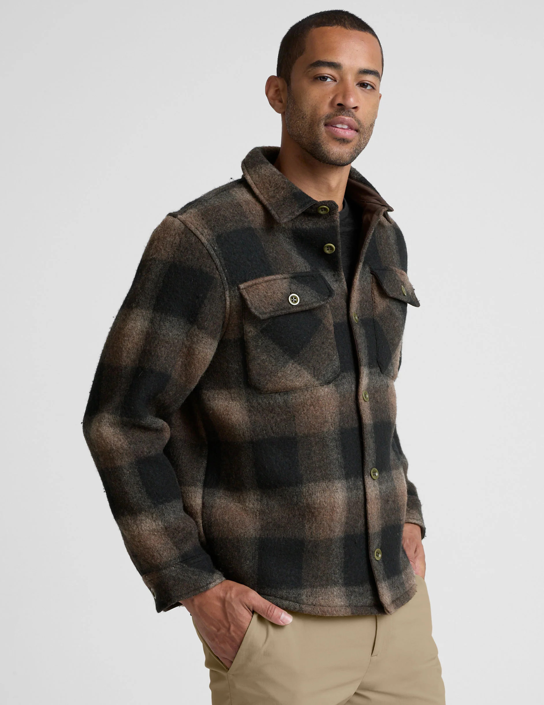 Plaid Wool Blend Men's Shirt Jacket | Beyond Yoga | Beyond Yoga