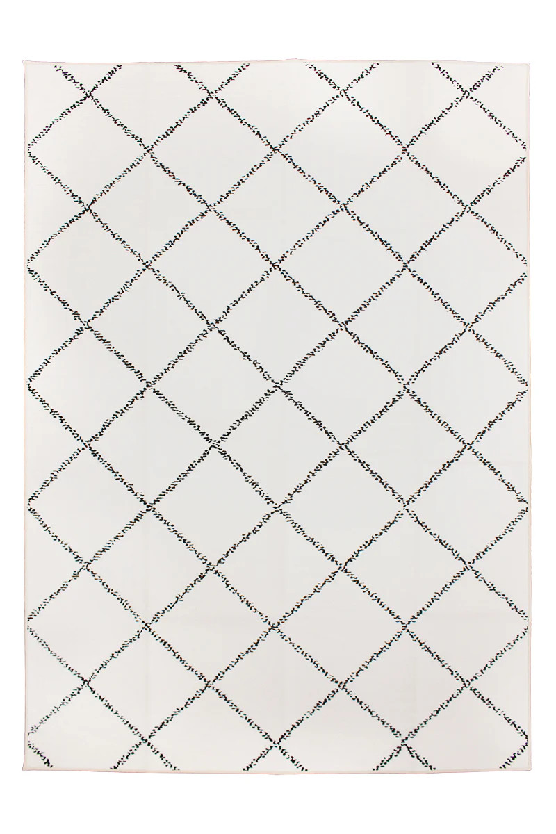 Medina Moroccan Diamond Ivory Washable Rug | My Magic Carpet