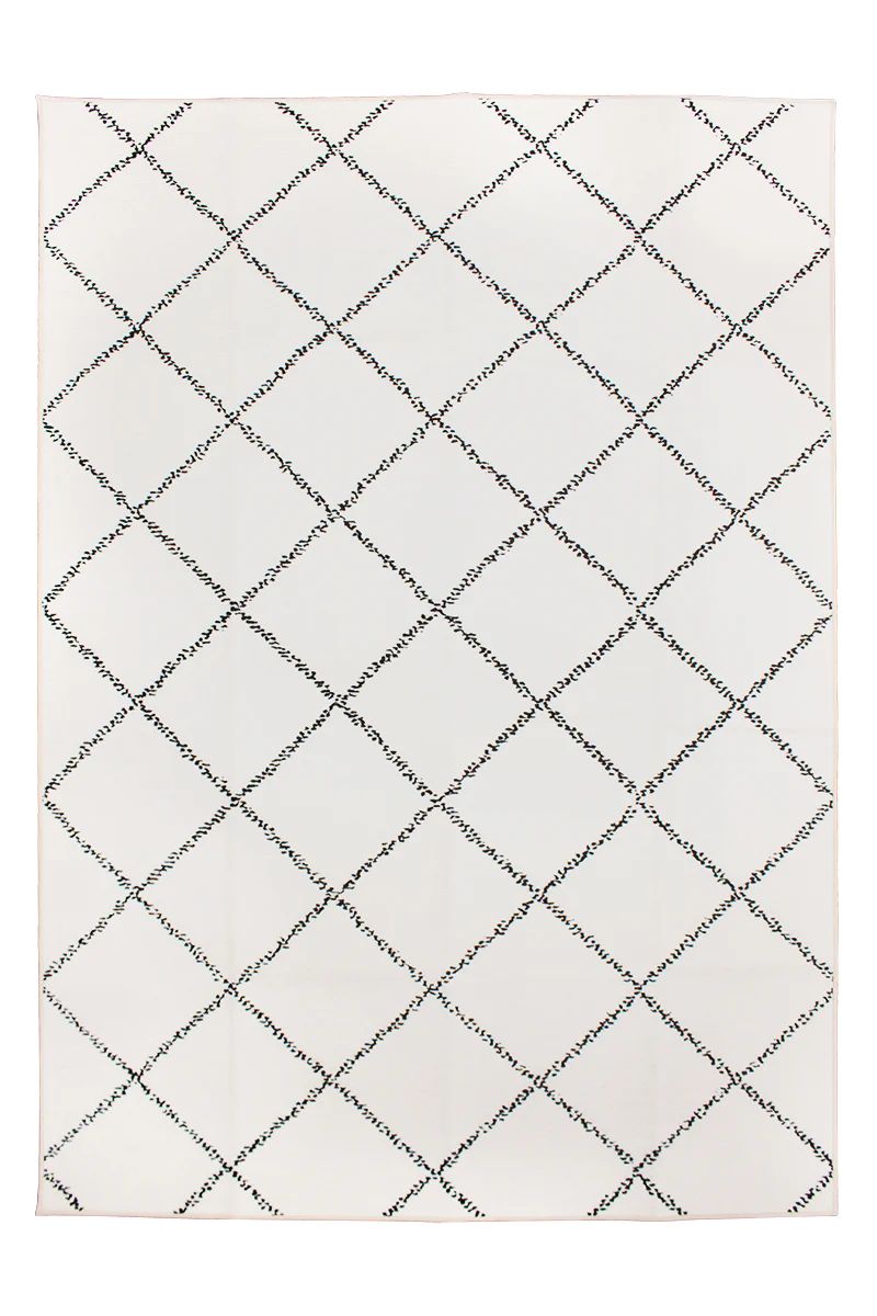 Medina Moroccan Diamond Ivory Washable Rug | My Magic Carpet
