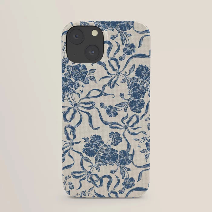 Chic Modern Vintage Ivory Navy Blue Floral Pattern iPhone Case | Society6