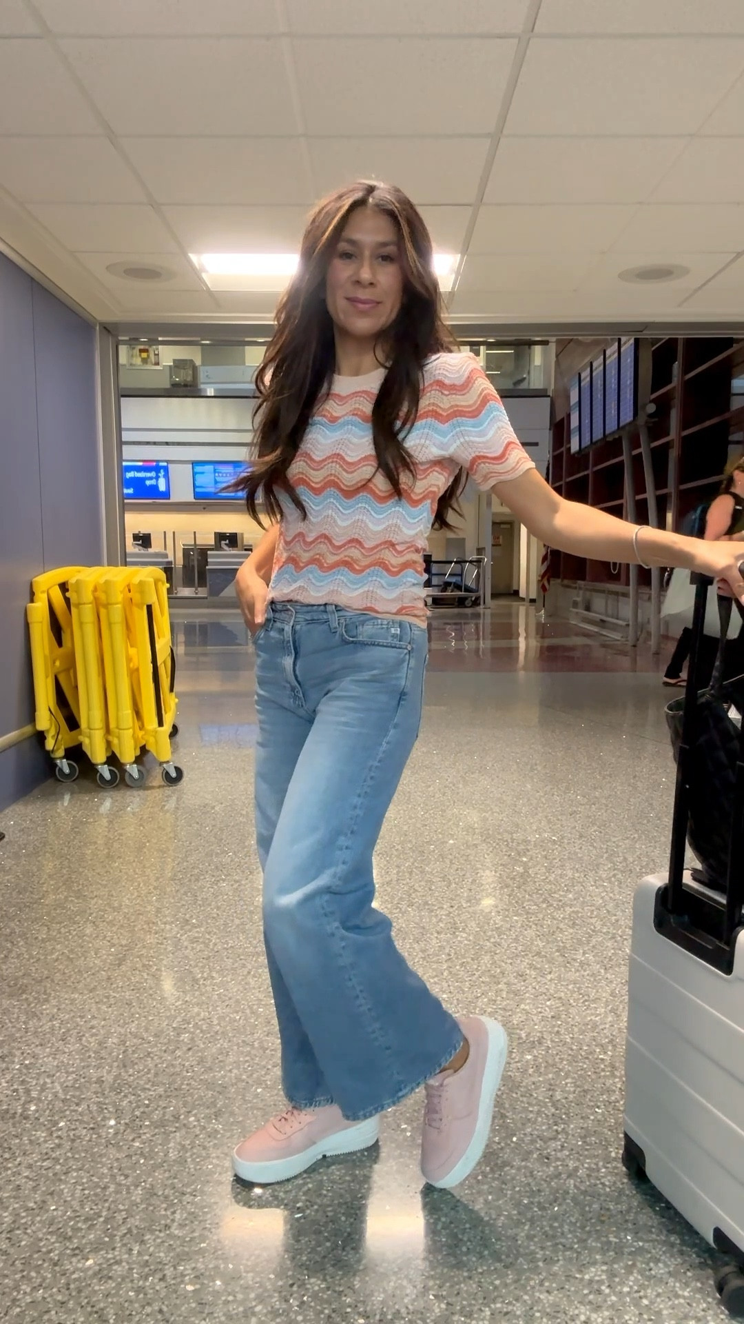 What I’m wearing on my flight to Palm Springs. Love this woven top, casual denim and sneakers  

#LTKStyleTip #LTKTravel #LTKSaleAlert