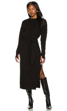 LPA Long Sleeve Ribbed Dress in Black from Revolve.com | Revolve Clothing (Global)