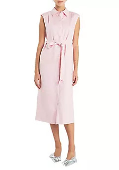 ENGLISH FACTORY Linen Shirt Midi Dress | Belk