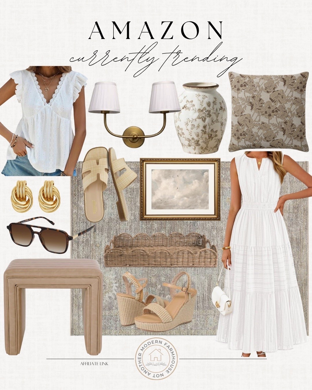 Amazon currently trending includes summer dress, summer top, wedges, candles, earrings, sunglasses, ottoman, area rug, wall art, rattan tray, throw pillow, vase, and wall sconce.

Home decor, trending must haves, summer style, trending for summer

#LTKSaleAlert #LTKHome #LTKSeasonal